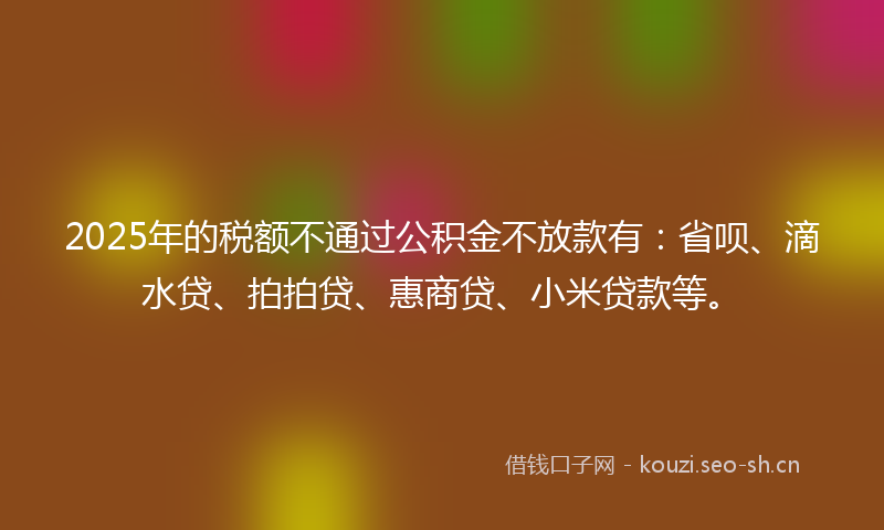 2025年的税额不通过公积金不放款有：省呗、滴水贷、拍拍贷、惠商贷、小米贷款等。