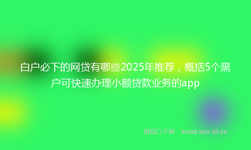 白户必下的网贷有哪些2025年推荐，概括5个黑户可快速办理小额贷款业务的app