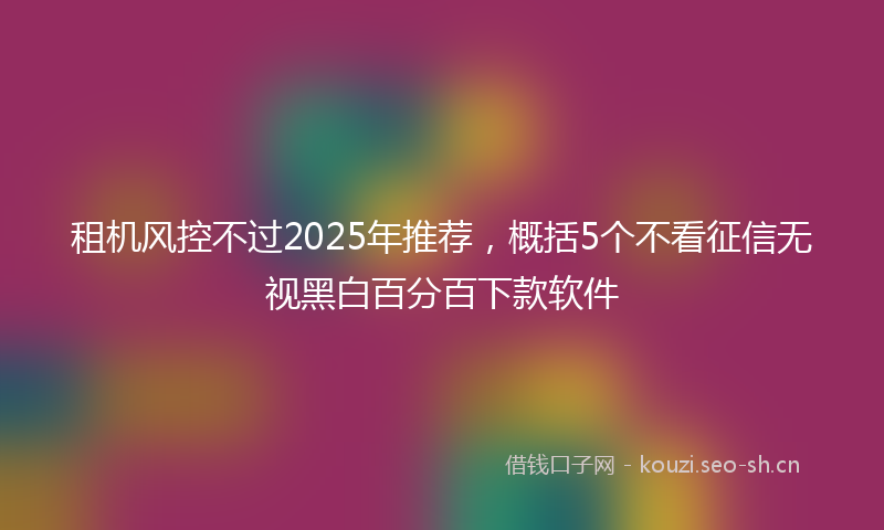租机风控不过2025年推荐，概括5个不看征信无视黑白百分百下款软件
