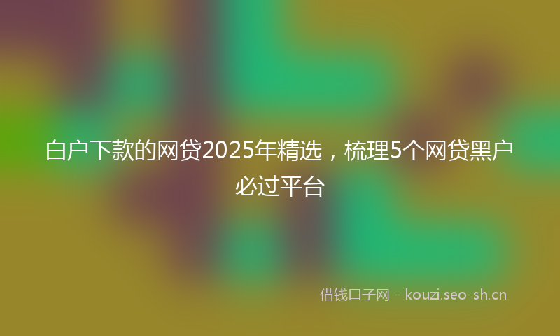 白户下款的网贷2025年精选，梳理5个网贷黑户必过平台