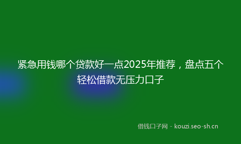紧急用钱哪个贷款好一点2025年推荐，盘点五个轻松借款无压力口子