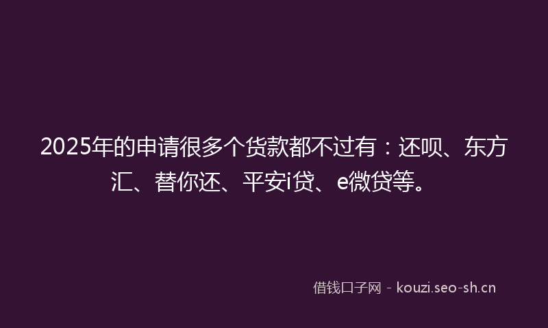 2025年的申请很多个货款都不过有：还呗、东方汇、替你还、平安i贷、e微贷等。