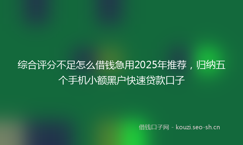 综合评分不足怎么借钱急用2025年推荐，归纳五个手机小额黑户快速贷款口子
