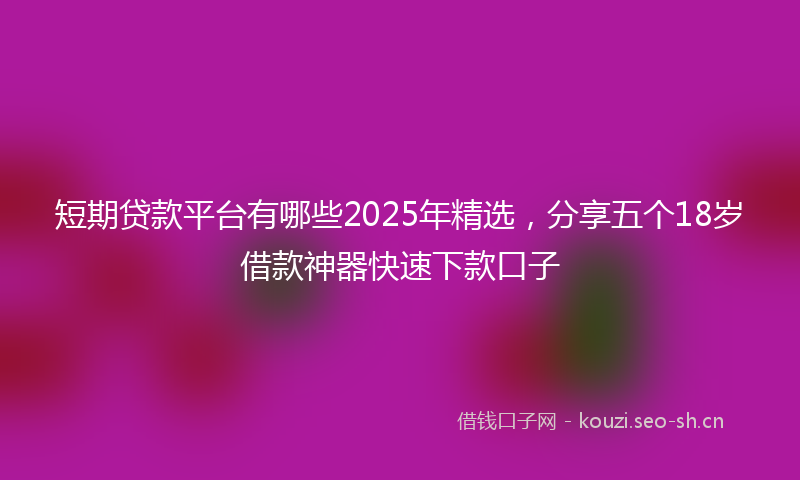 短期贷款平台有哪些2025年精选，分享五个18岁借款神器快速下款口子
