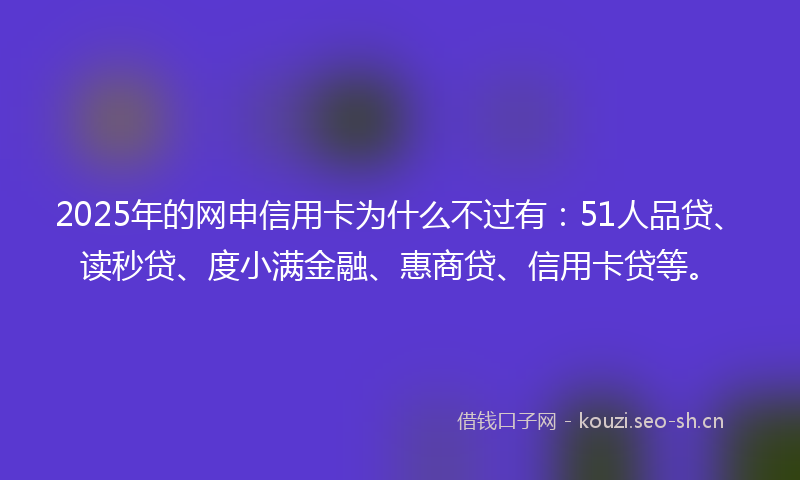 2025年的网申信用卡为什么不过有：51人品贷、读秒贷、度小满金融、惠商贷、信用卡贷等。