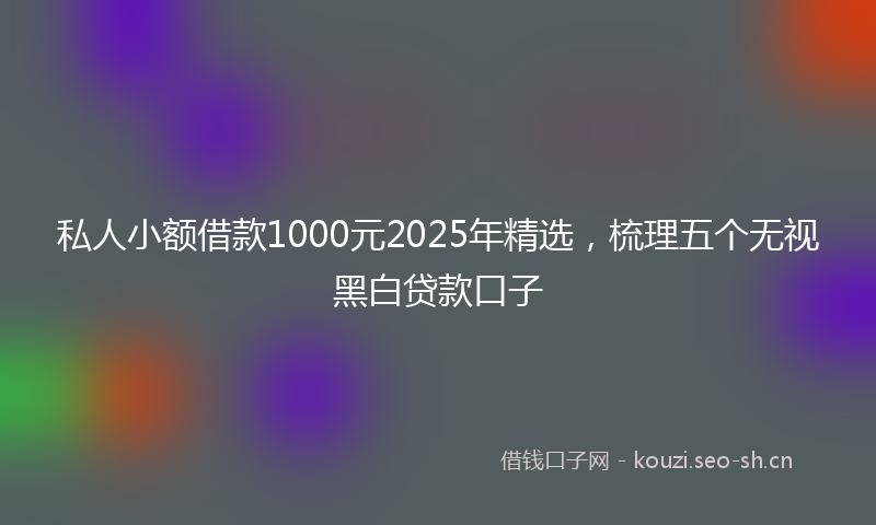 私人小额借款1000元2025年精选，梳理五个无视黑白贷款口子