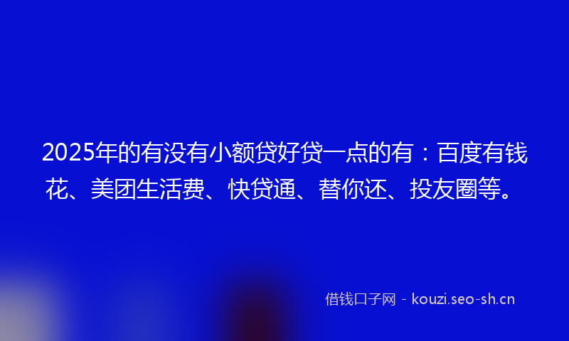 2025年的有没有小额贷好贷一点的有：百度有钱花、美团生活费、快贷通、替你还、投友圈等。