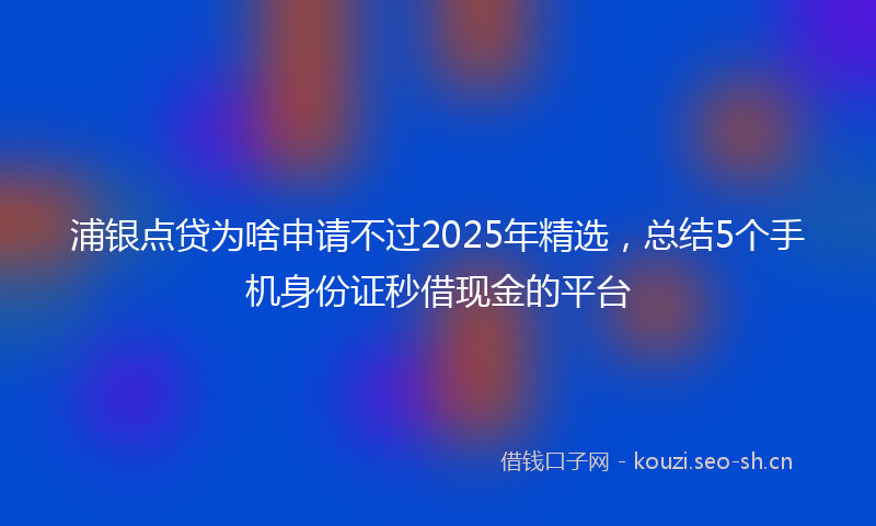 浦银点贷为啥申请不过2025年精选，总结5个手机身份证秒借现金的平台