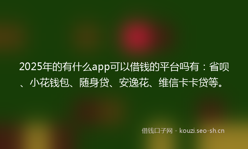 2025年的有什么app可以借钱的平台吗有：省呗、小花钱包、随身贷、安逸花、维信卡卡贷等。