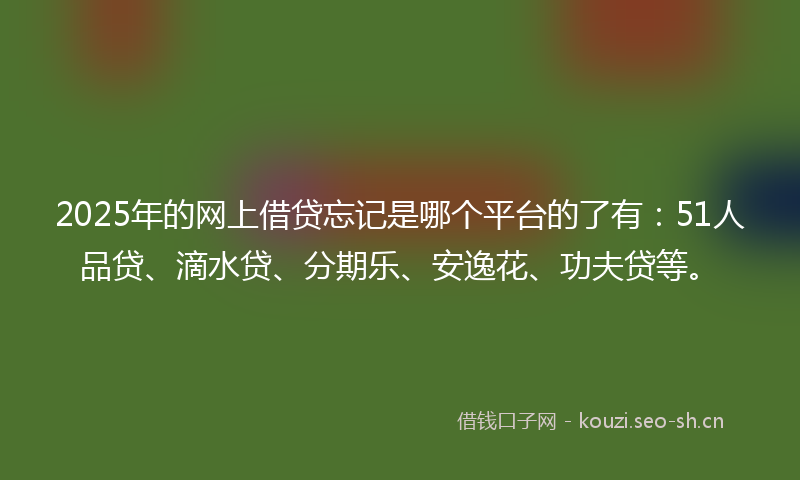 2025年的网上借贷忘记是哪个平台的了有：51人品贷、滴水贷、分期乐、安逸花、功夫贷等。