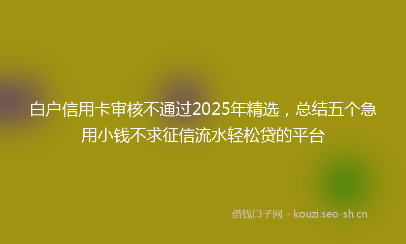 白户信用卡审核不通过2025年精选，总结五个急用小钱不求征信流水轻松贷的平台