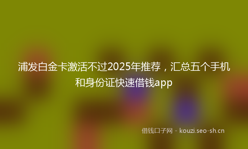 浦发白金卡激活不过2025年推荐，汇总五个手机和身份证快速借钱app