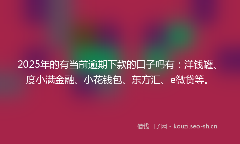 2025年的有当前逾期下款的口子吗有：洋钱罐、度小满金融、小花钱包、东方汇、e微贷等。