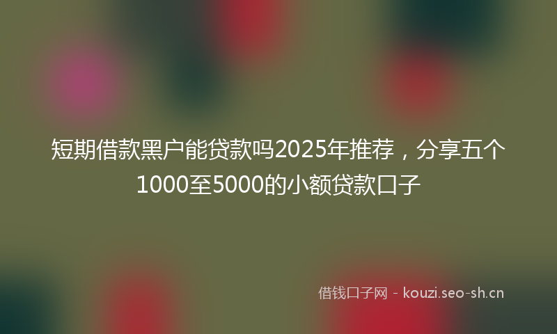 短期借款黑户能贷款吗2025年推荐，分享五个1000至5000的小额贷款口子
