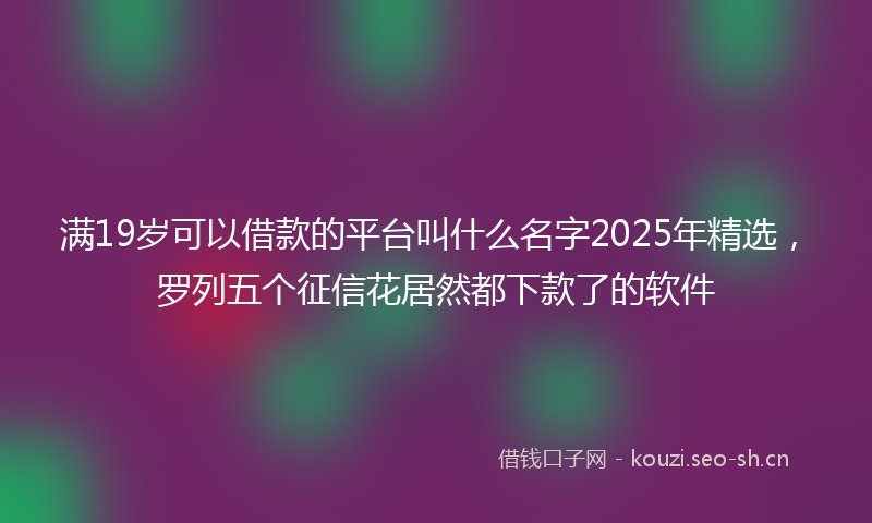 满19岁可以借款的平台叫什么名字2025年精选，罗列五个征信花居然都下款了的软件