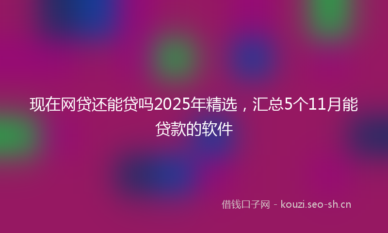 现在网贷还能贷吗2025年精选，汇总5个11月能贷款的软件