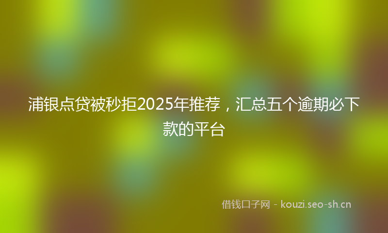 浦银点贷被秒拒2025年推荐，汇总五个逾期必下款的平台