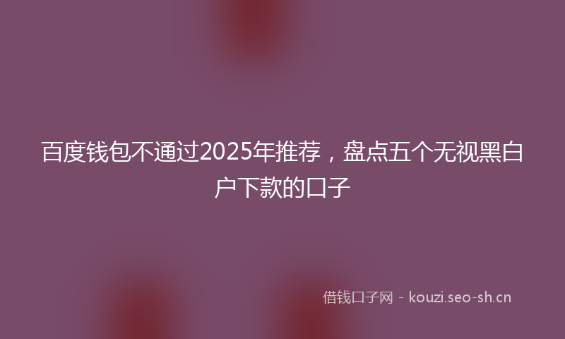 百度钱包不通过2025年推荐，盘点五个无视黑白户下款的口子