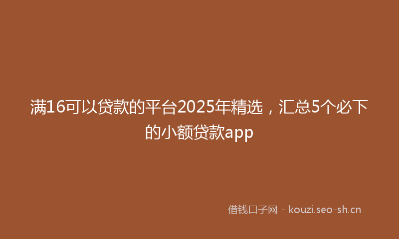 满16可以贷款的平台2025年精选，汇总5个必下的小额贷款app