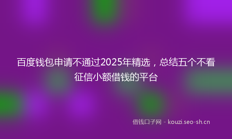 百度钱包申请不通过2025年精选，总结五个不看征信小额借钱的平台