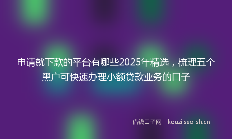 申请就下款的平台有哪些2025年精选，梳理五个黑户可快速办理小额贷款业务的口子