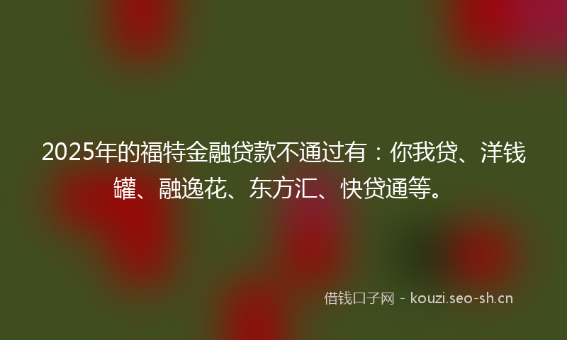 2025年的福特金融贷款不通过有：你我贷、洋钱罐、融逸花、东方汇、快贷通等。