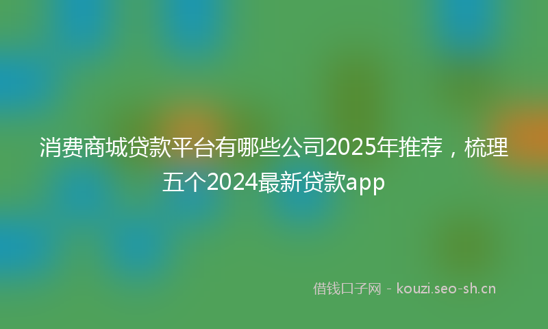 消费商城贷款平台有哪些公司2025年推荐，梳理五个2024最新贷款app