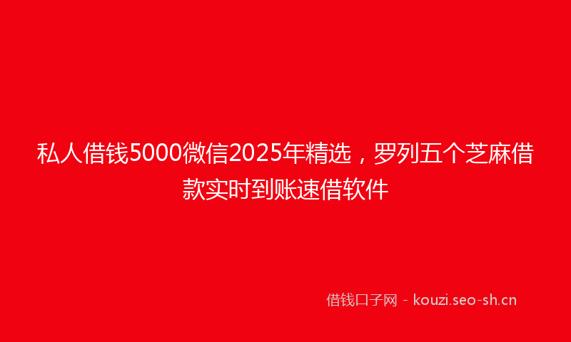 私人借钱5000微信2025年精选，罗列五个芝麻借款实时到账速借软件