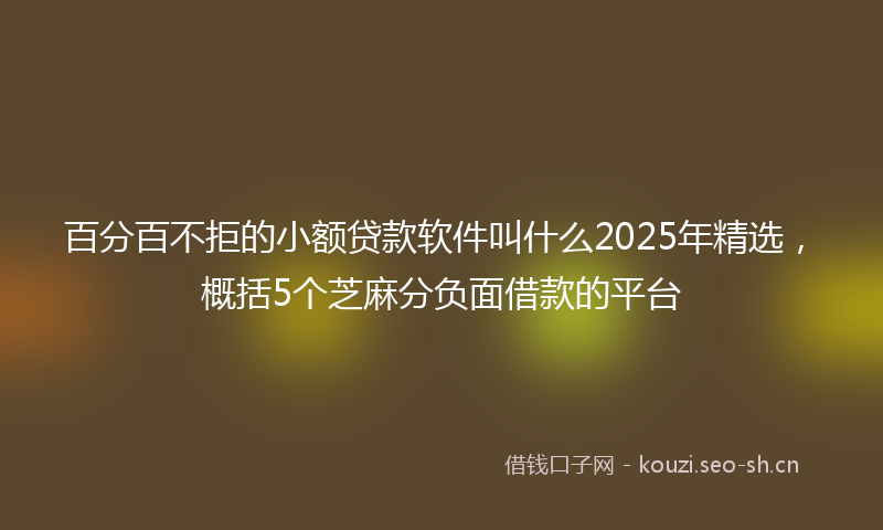 百分百不拒的小额贷款软件叫什么2025年精选，概括5个芝麻分负面借款的平台