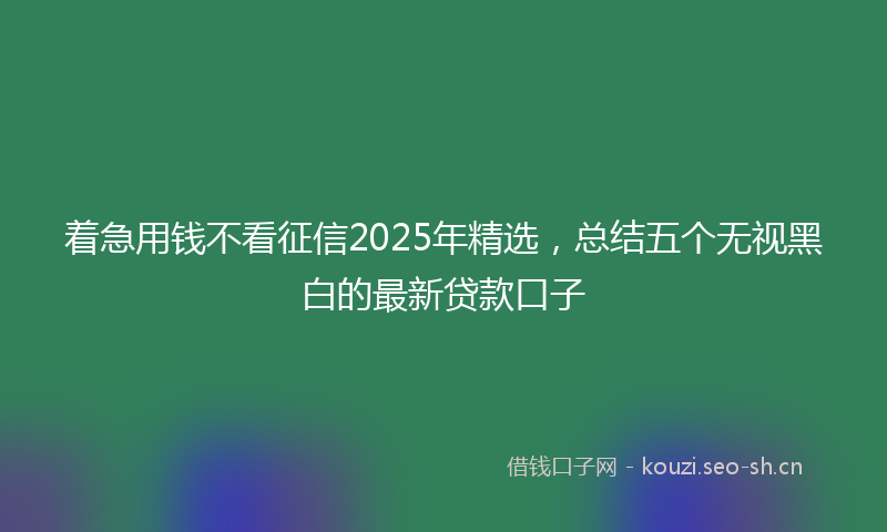着急用钱不看征信2025年精选，总结五个无视黑白的最新贷款口子