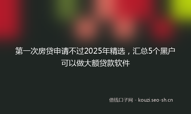 第一次房贷申请不过2025年精选，汇总5个黑户可以做大额贷款软件