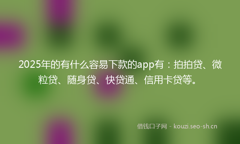2025年的有什么容易下款的app有：拍拍贷、微粒贷、随身贷、快贷通、信用卡贷等。