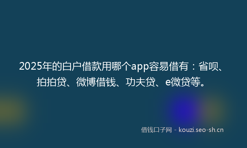 2025年的白户借款用哪个app容易借有：省呗、拍拍贷、微博借钱、功夫贷、e微贷等。