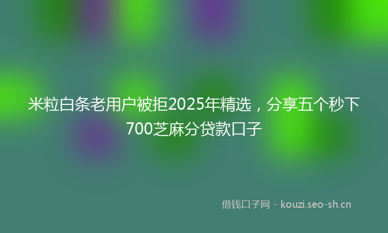 米粒白条老用户被拒2025年精选，分享五个秒下700芝麻分贷款口子