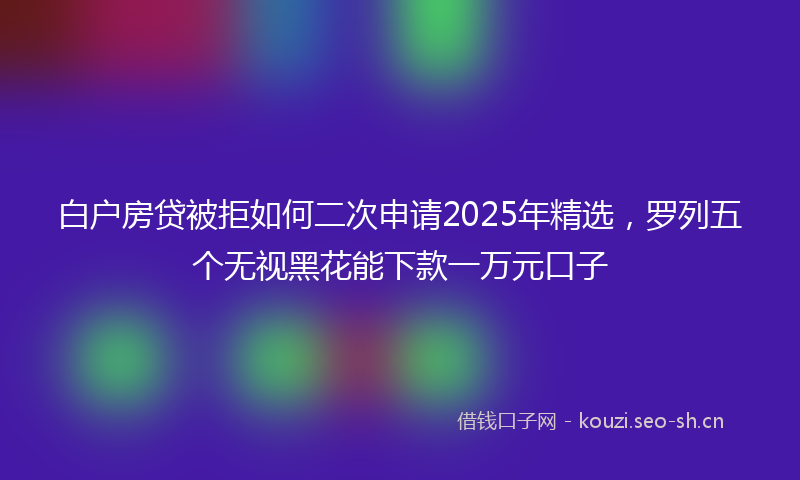 白户房贷被拒如何二次申请2025年精选，罗列五个无视黑花能下款一万元口子