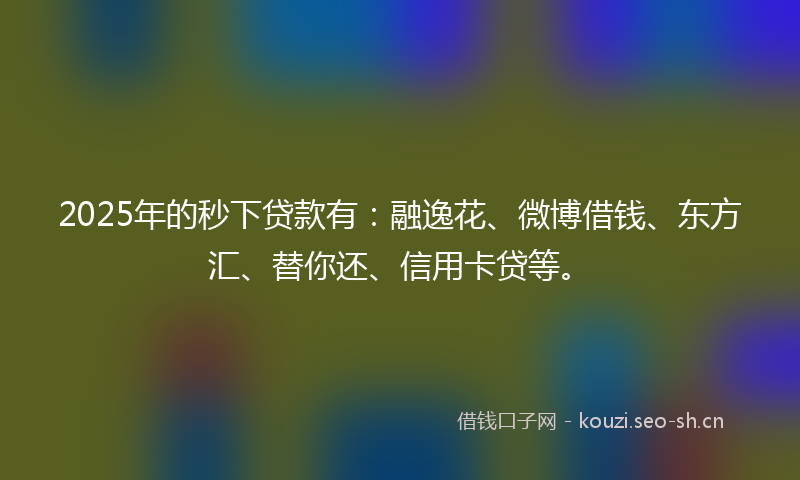 2025年的秒下贷款有：融逸花、微博借钱、东方汇、替你还、信用卡贷等。