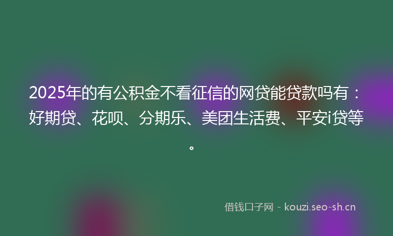 2025年的有公积金不看征信的网贷能贷款吗有：好期贷、花呗、分期乐、美团生活费、平安i贷等。