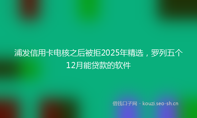 浦发信用卡电核之后被拒2025年精选，罗列五个12月能贷款的软件