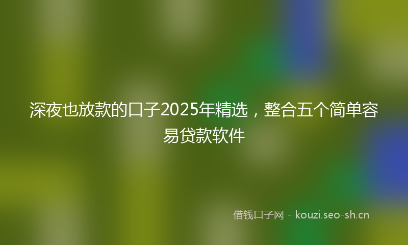 深夜也放款的口子2025年精选，整合五个简单容易贷款软件