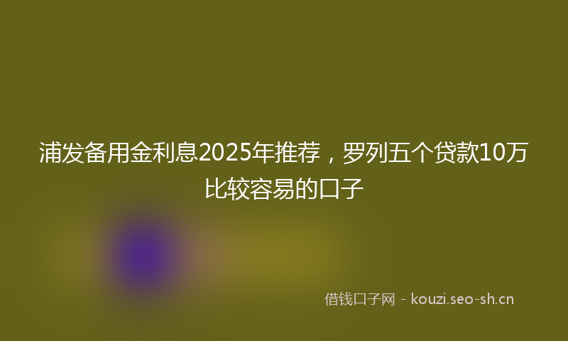 浦发备用金利息2025年推荐，罗列五个贷款10万比较容易的口子
