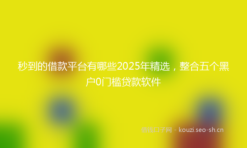 秒到的借款平台有哪些2025年精选，整合五个黑户0门槛贷款软件