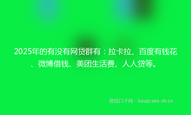 2025年的有没有网贷群有：拉卡拉、百度有钱花、微博借钱、美团生活费、人人贷等。