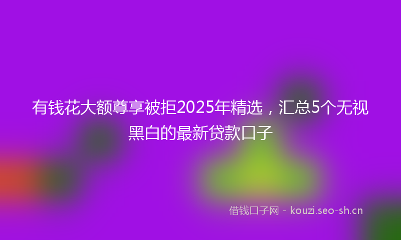 有钱花大额尊享被拒2025年精选，汇总5个无视黑白的最新贷款口子