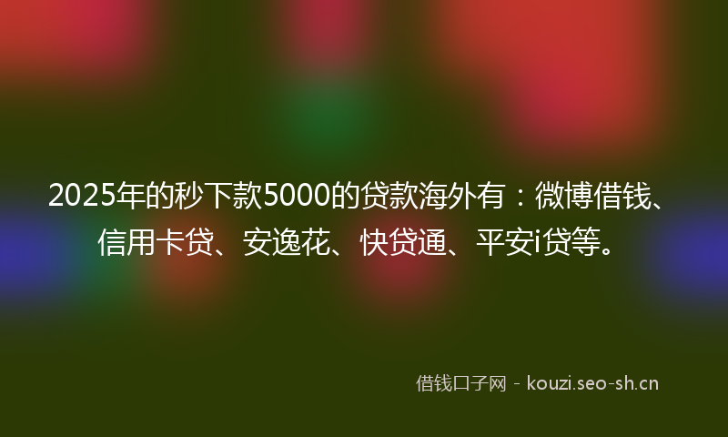 2025年的秒下款5000的贷款海外有：微博借钱、信用卡贷、安逸花、快贷通、平安i贷等。