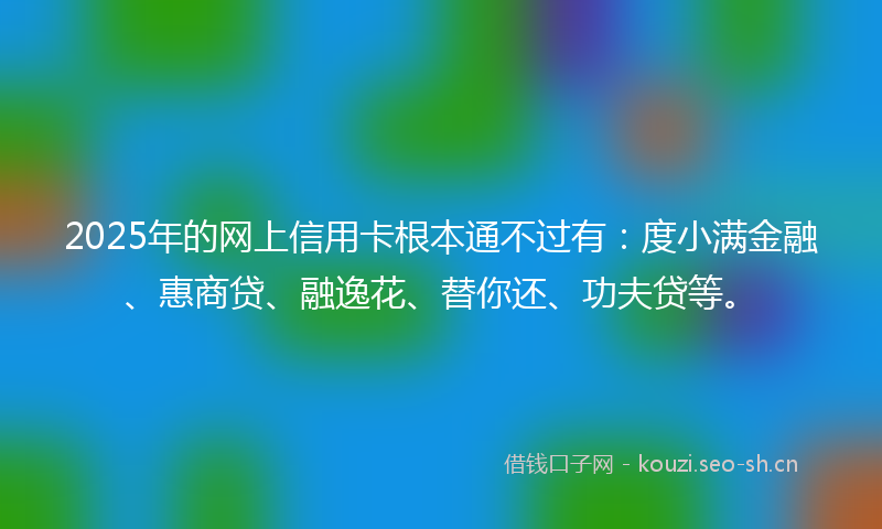 2025年的网上信用卡根本通不过有：度小满金融、惠商贷、融逸花、替你还、功夫贷等。