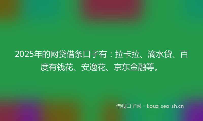2025年的网贷借条口子有：拉卡拉、滴水贷、百度有钱花、安逸花、京东金融等。