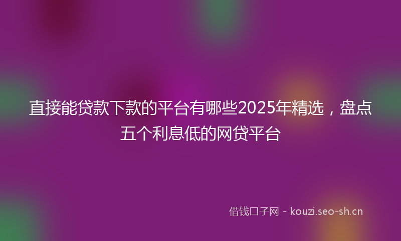 直接能贷款下款的平台有哪些2025年精选，盘点五个利息低的网贷平台