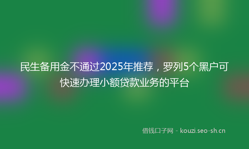 民生备用金不通过2025年推荐，罗列5个黑户可快速办理小额贷款业务的平台