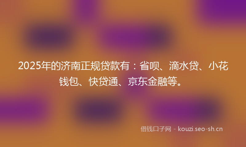 2025年的济南正规贷款有：省呗、滴水贷、小花钱包、快贷通、京东金融等。