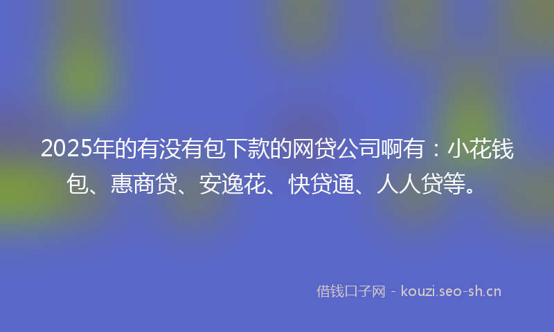 2025年的有没有包下款的网贷公司啊有：小花钱包、惠商贷、安逸花、快贷通、人人贷等。
